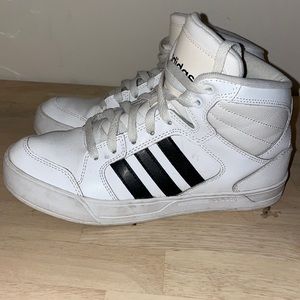 Adidas classic high top white sneakers
